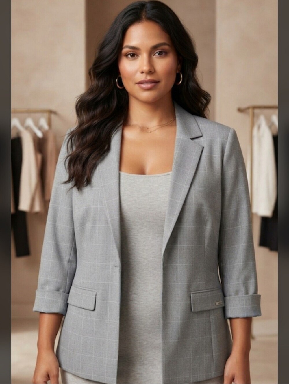 Calvin Klein Heather Gray Top with White Logo Tag